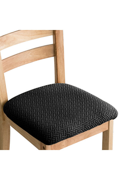 Choice Black Durable Stretch Jacquard Dining Room Chair Seat Covers Removable...