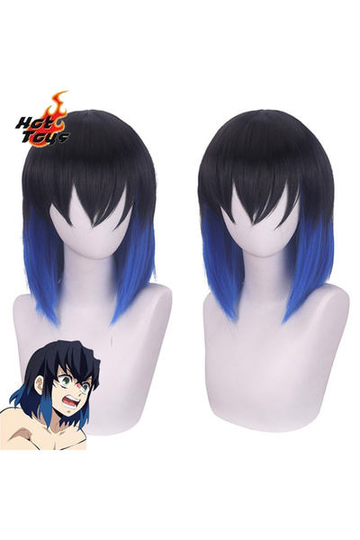 Choice One Size Hashibira Inosuke Short Blue Ombre Wig Kimetsu no Yaiba Heat ...