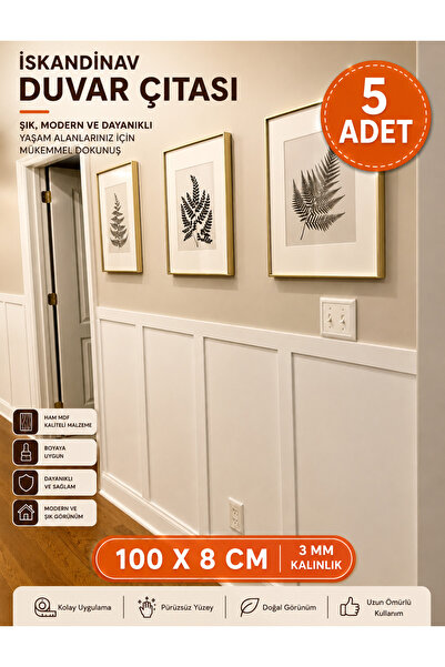 MİMES İskandinav Duvar Çıtası 100cm X 8 Cm Çocuk Odası Duvar Dekorasyonu , Du...