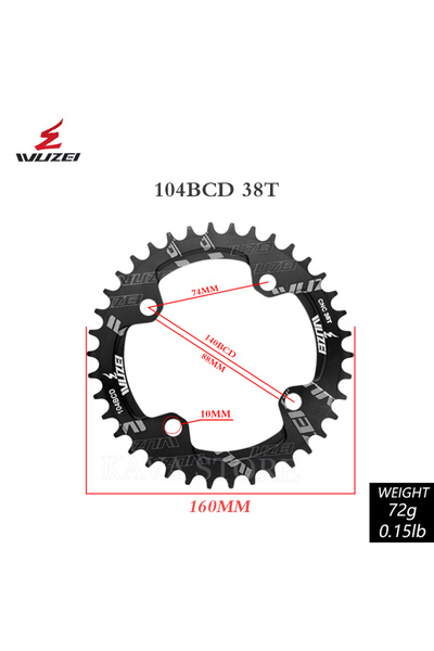 Choice 38T Wuzei 104BCD MTB Chainring Narrow Wide 104 BCD Crown Mountain Bike...
