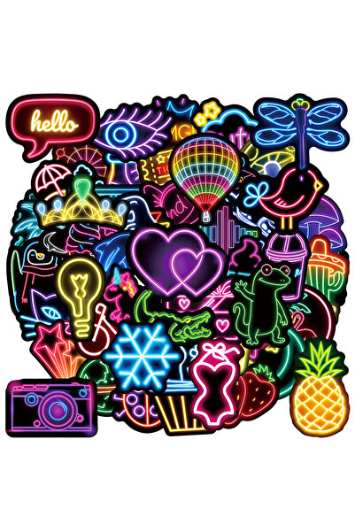 Choice1 50pcs x2 50/100 Pcs Cute Neon Cartoon Animal Doodle Stickers Waterpro...