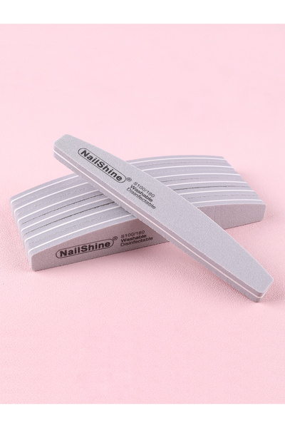 Choice Light Grey 60Pcs Nail Files Sponge 100/180 Grit Moon Design Buffer Blo...