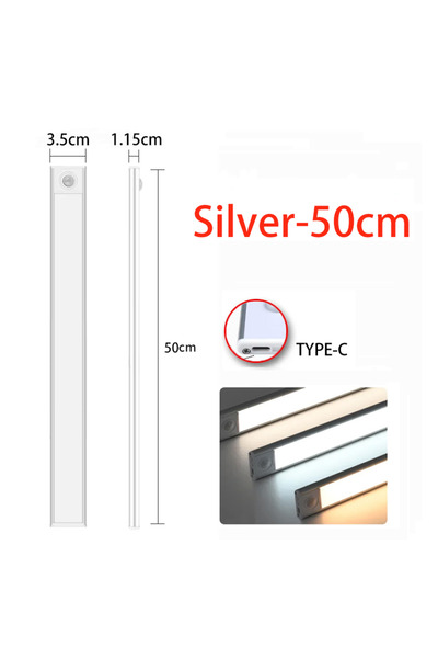 Choice Silver 50cm Wiscolor Type-C USB Wireless LED Cabinet Light Rechargeabl...