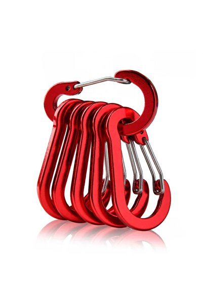 Choice Red 6pcs 6pcs Carabiner Clip Aluminum Alloy Keychain Lock Buckle Snap ...