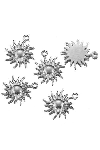 Choice Steel 5pcs Stainless Steel Sunburst Sun Pendant Charms for DIY Jewelry...