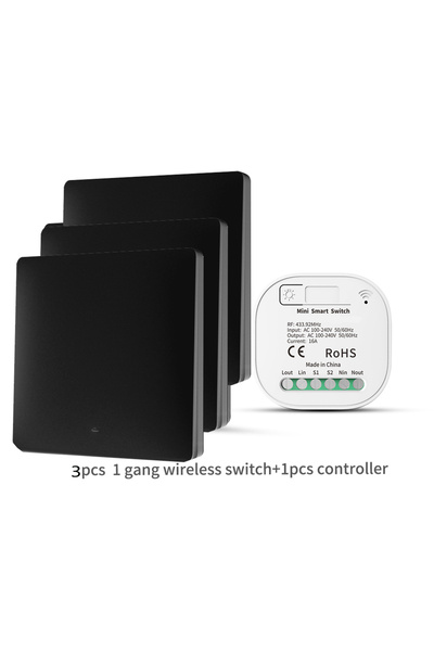 Choice6 3X1V1 B RF433 Self-Powered Wireless Light Switch, Kinetic No Battery,...