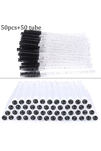 Choice6 Black 50tube50brush 100pcs Eyelash Brush Tubes Disposable Eyelash Bru...