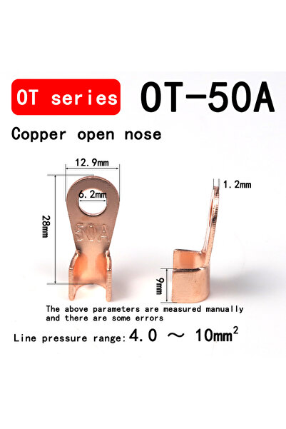 Choice9 10pcs 50A 10/50PCS Copper OT Terminal Non-Insulated Wire Connector Ba...