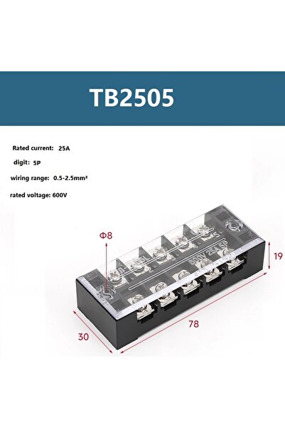 choice2 TB2505 25A 600V Dual Row Barrier Screw Terminal Block Wire Connector ...