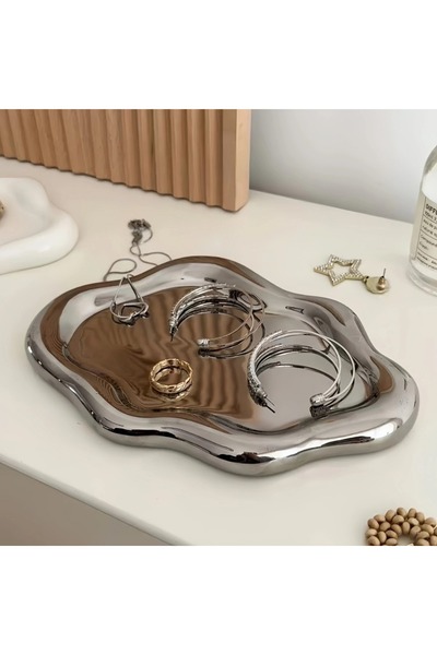 Choice Silver Light Luxury Plastic Jewelry Tray Mini Cloud Shape Jewelry Disp...