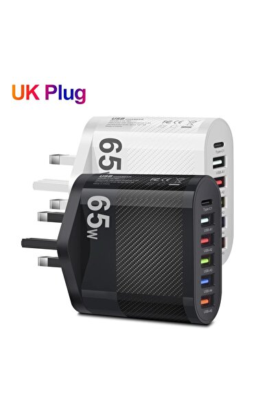 Choice Black UK Plug 3.1A 5Ports USB Charger PD Charging Adapter For iPhone 1...