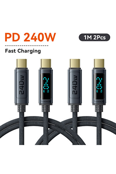 Toocki 1m Gray 2Pcs 240W USB C Cable PD 3.1 Super Charge Type C To Type C Dis...