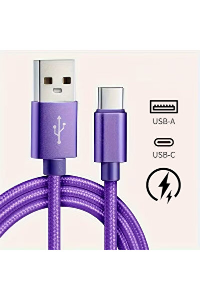 Choice10 2m Purple USB Type C Fast Charging Cable For Redmi POCO Honor Nylon ...