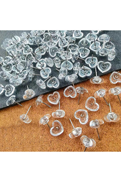 Choice 100 pcs transparent 100 pcs Transparent love heart push pins thumbtack...