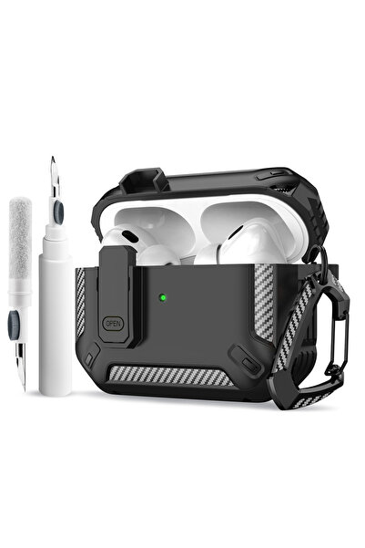 Choice حافظة محمولة مقاومة للصدمات لسماعات Airpods Pro2 باللون الأسود، حافظة ...