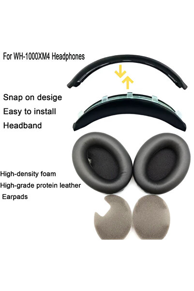Choice9 Black Protein Kit M4 WH1000XM4 Easy Install Headband Earpads for WH-1...