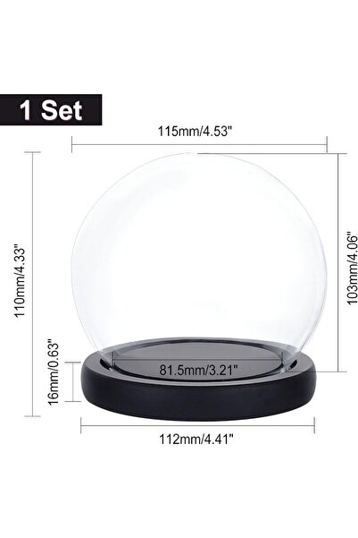Choice AECH-05182 Glass Display Dome Cloche with Black Wood Base Decorative D...