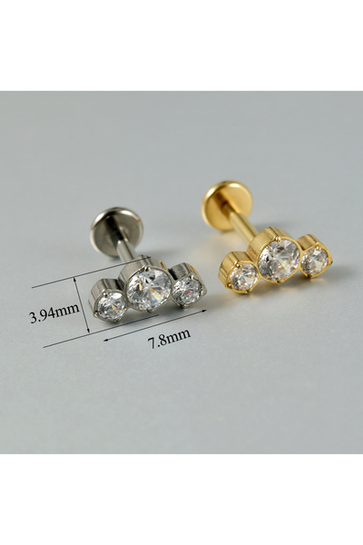 Choice Silver Style 5 1PC ASTM F136 Titanium Zircon Labret Flat Back Lobe Hel...