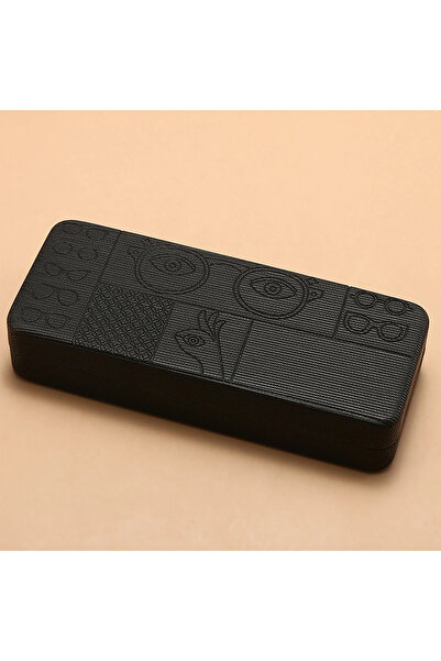 Choice3 Black Geometric Pattern Eyeglass Case, Portable Stylish Square Eyegla...