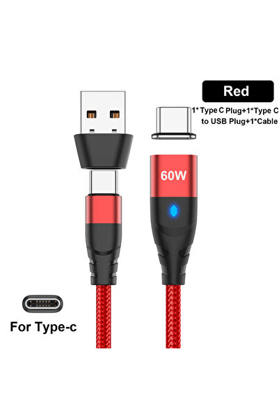 Choice 2m Red for Type C 60W Magnetic Cable Fast Charging USB C To TypeC Micr...