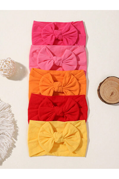 Choice1 FD228-5B 5Pcs/lot Bright Nylon Solid Color Baby Headband Set 3.5inch ...