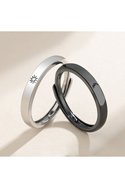 Choice resizable qd173 New Simple Couple Rings Silver Color Sun Moon Adjustab...