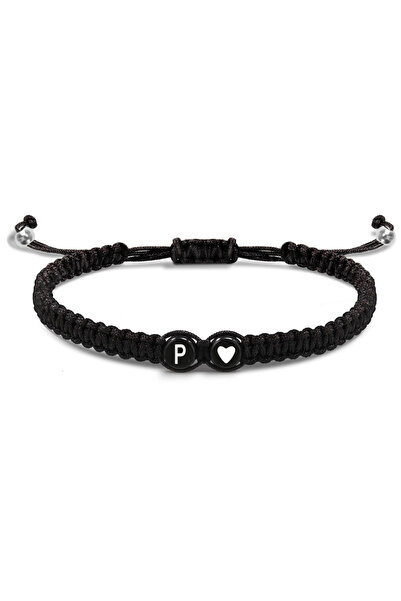 Choice P 26 Letters Initial Heart Bracelets Handmade Adjustable A-Z Name Brai...