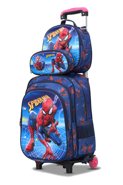 ZAAPPY Spiderman Kids 3 Pcs Set (Trolly School Bag, Lunch Bag, Pencil Pouch) ...