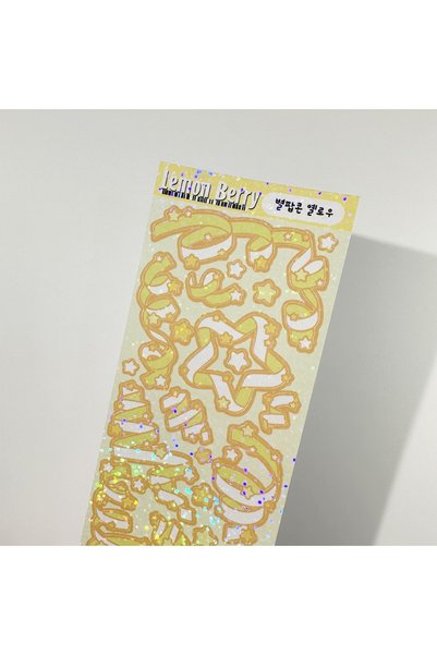 Choice5 08 Korean Laser Star Ribbon Stickers Star Photo Card Handbook Scrapbo...