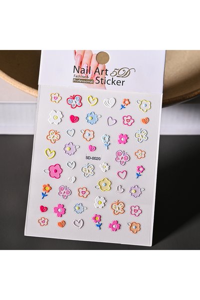 Choice NK5D-0020 1Pcs 5D Embossed Flower/Butterfly Nail Art Stickers Floral/L...