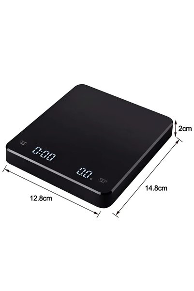 Choice 3Kg 0.1g Black Electronic Coffee Scale with Silicone Pad Digital Coffe...