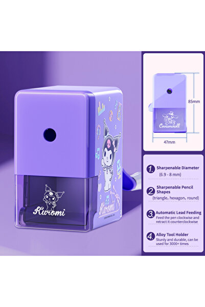 Choice3 Sl9687 Kuromi Sanrio Pencil Sharpener Fast Sharpening Easy to Use for...