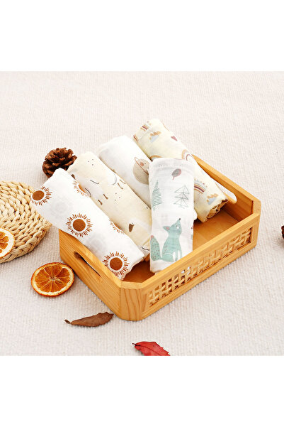 Choice12 60X60cm KB006-MB30 Elinfant 5pcs Gift Set Bamboo Cotton Muslin Bib B...