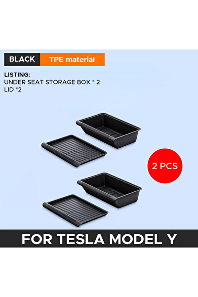 Choice1 2pcs with lid Under Seat Drawder Storage Box for Tesla Model Y 2020-2...