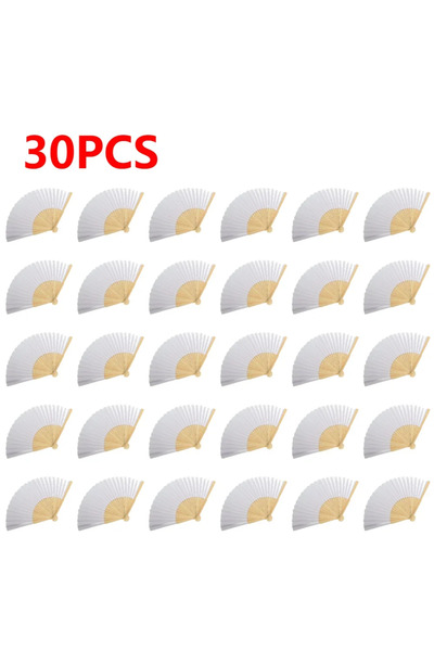 Choice4 30pcs 1-50pcs DIY Paper Bamboo Folding Fan Adults Children's Calligra...