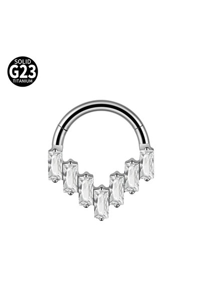 Choice15 1PC Style 6 silver 1pc G23 Titanium Split Ring with Multi Slanted Ma...
