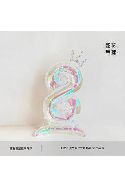 Choice 32inch Number 8 32Inch Transparent Colorful Crown Digital Aluminum Fil...