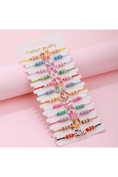 Choice Doggy 12Pcs/set Cute Cat Colorful Rope Rainbow Unicorn Charm Bracelets...