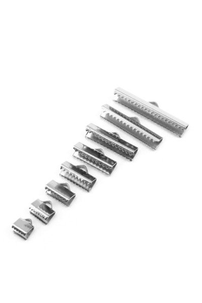 Choice 25mm 30pcs 30 Pcs 304 Stainless Steel Ribbon Pinch Crimp Clamp End Fin...