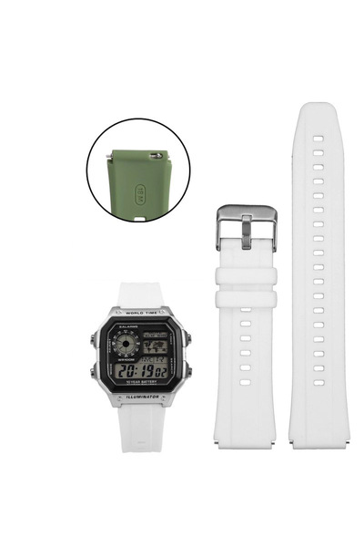 Choice7 18mm White-silver For G-SHOCK 3299 AE1200 AE-1200 AE1300 SGW400 SGW-3...
