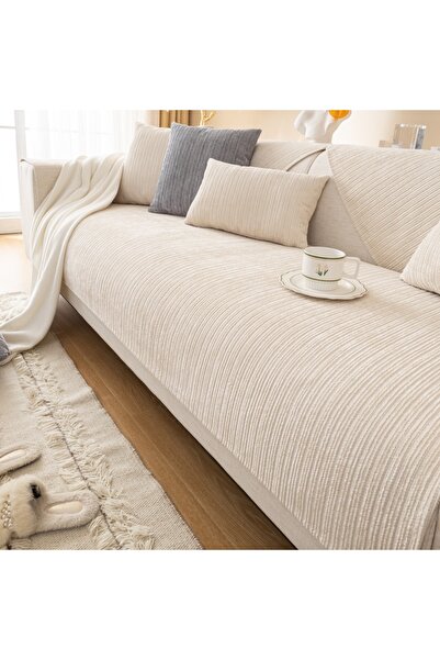 Choice37 90*120cm Cream Simplized Solid Thick Non-Slip Chenille Sofa Cushion ...