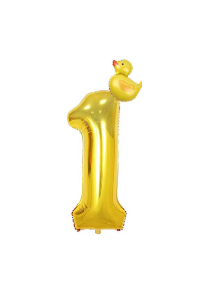 Choice 40inch NO.1 2Pcs Mini Duck Shape Foil Balloons Set Golden 40inch Numbe...
