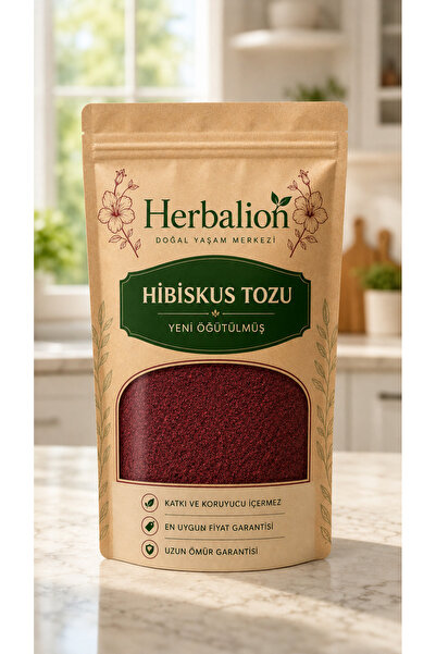 Herbalion 100 Gr Öğütülmüş Hibiskus - Bamya Çiçeği - Mekke Gülü - Nar Çiçeği