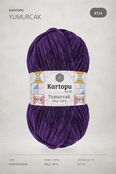 Kartopu K.artopu Yumurcak Kadife El Örgü Ipi Koyu Mor K724