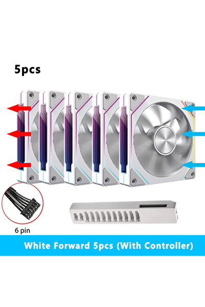 Choice1 مروحة كمبيوتر 6Pin RGB بيضاء أخرى، 5 قطع، Prism 5 PRO، 120 مم، 6Pin R...