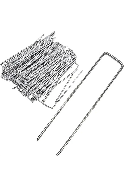 Choice 50pcs 10X4CM grey 50pcs Landscape Staples, U-Shaped Garden Pins Garden...