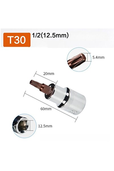 Choice5 T30 Torx Screwdriver Bit 1/2inch Socket Bits Adapter T20 T25 T30 T40 ...