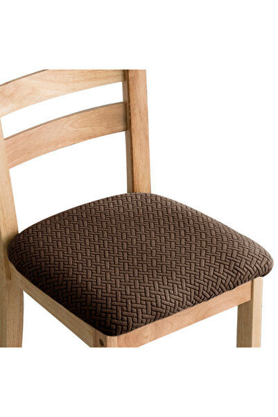 Choice Dark Brown Durable Stretch Jacquard Dining Room Chair Seat Covers Remo...