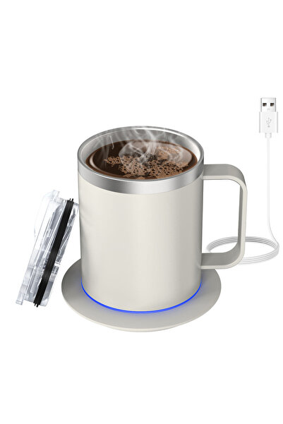 Choice3 350ml off white Self-Heating Coffee Mug - 12oz USB Electric Heated Mu...
