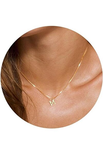 Choice M A-Z Alphabet Gold Plated Stainless Steel Pendant Necklace for Women ...